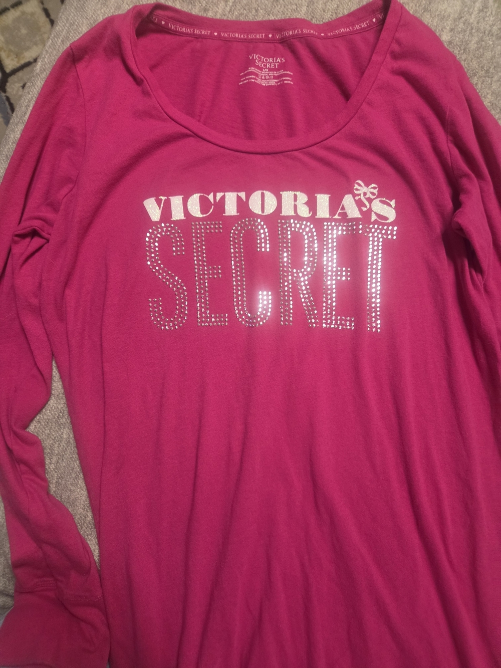 Victoria's Secret Long Sleeve Pink Logo Sleepshirt